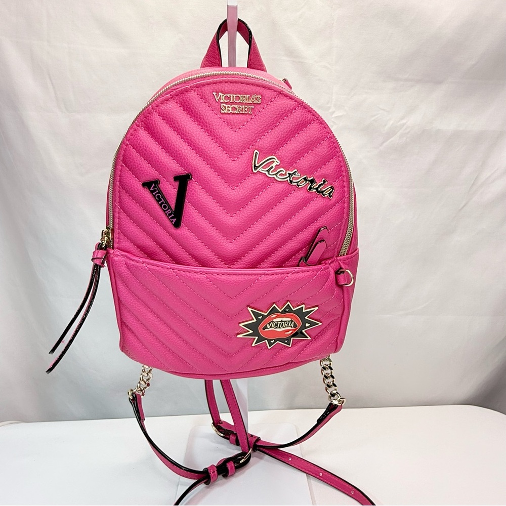 Victoria's Secret Vibrant Pink Quilted Backpack NWOT - Picture 2 of 16